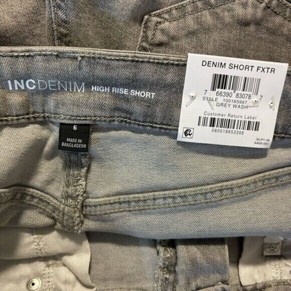 I.N.C. International Concepts Grey High Rise Frayed Hem Denim Shorts NWT - Picture 7 of 8